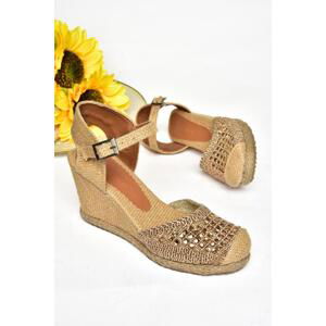 Fox Shoes P241612040 Tan Stone Wedge Heeled Women's Shoes