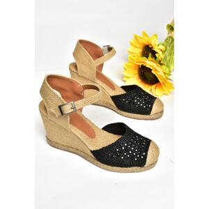 Fox Shoes P241612040 Black Stone Wedge Heel Women's Shoes