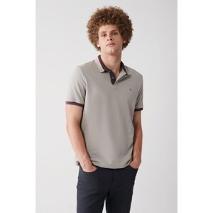 Avva Men's Stone Collar Striped 100% Cotton Regular Fit 2 Button Polo Neck T-shirt