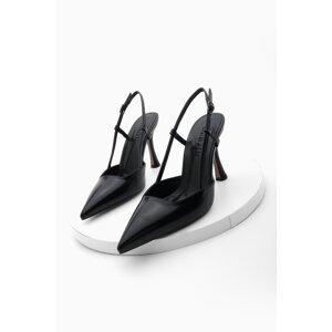 Marjin Women's Pointed Toe Thin Heel Scarf Evening Dress Classic Heeled Shoes Reney Black