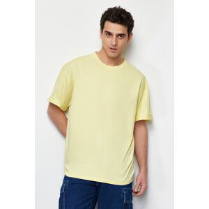 Trendyol Yellow Oversize/Wide Cut Basic 100% Cotton T-Shirt