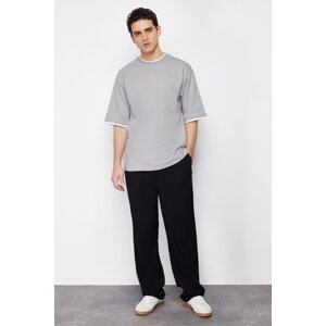 Trendyol Gray Men's Oversize Pocket Piece Detailed 100% Cotton T-Shirt