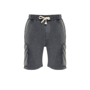 Trendyol Anthracite Regular/Normal Cut Antique/Pale Effect Shorts with Cargo Pockets & Bermuda