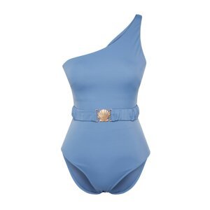 Trendyol Blue Belted Single Shoulder Regular Swimsuit with Accessories