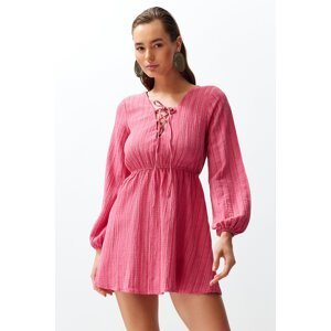Trendyol Pink*St Plain Regular Mini Knitted Dress