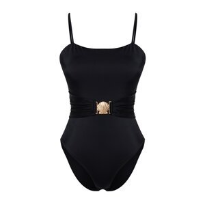 Trendyol Black Belted Strapless Regular Swimsuit with Accessories