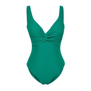 Trendyol Emerald Green V-Neck Knotted Regular Swimsuit