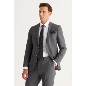 ALTINYILDIZ CLASSICS Men's Gray Slim Fit Slim Fit Mono Collar Cordura Fabric Woolen Suit