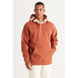 AC&Co / Altınyıldız Classics Men's Light Brown Oversize Fit Loose Fit Hooded Fleece Inner Cotton Hooded Sweatshirt
