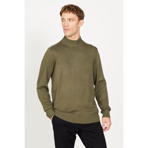 ALTINYILDIZ CLASSICS Men's Khaki Standard Fit Normal Cut Half Turtleneck Knitwear Sweater.