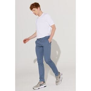 ALTINYILDIZ CLASSICS Men's Blue Slim Fit Slim Fit Cotton Flexible Comfort Dobby Trousers