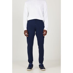 AC&Co / Altınyıldız Classics Men's Navy Blue Slim Fit Slim Fit Cargo Pocket Cotton Flexible Trousers.