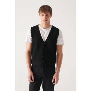 Avva Men's Black Textured Vest