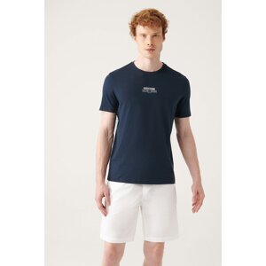 Avva Men's Navy Blue Crew Neck Printed T-shirt