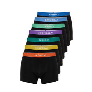 Trendyol Multicolored 7-Pack Days of the Week Basic Cotton Boxers with Rubber Detail