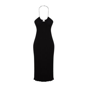 Trendyol Limited Edition Black Midi Knitwear Accessory Detailed Dress