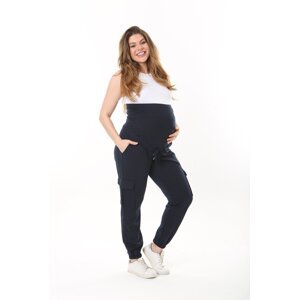Şans Women's Plus Size Navy Blue Cargo Pocket Maternity Trousers