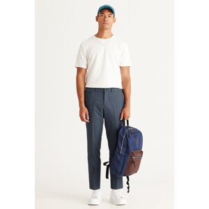 ALTINYILDIZ CLASSICS Men's Navy Blue Slim Fit Slim Fit Patterned Elastic Waist Flexible Trousers