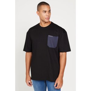 AC&Co / Altınyıldız Classics Men's Black Oversize Wide Fit Crew Neck 100% Cotton Short Sleeve T-Shirt