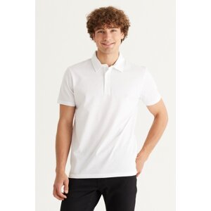 ALTINYILDIZ CLASSICS Men's White Slim Fit Slim Fit Polo Neck 100% Cotton Short Sleeve T-Shirt