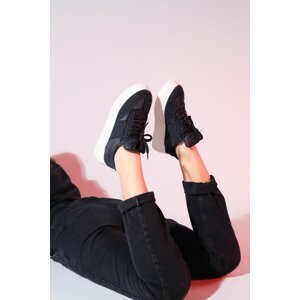 LuviShoes JOSE Black Denim Women's Sports Sneakers