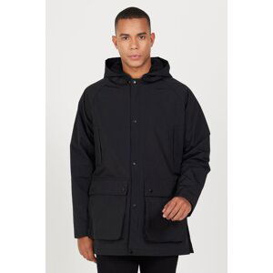 AC&Co / Altınyıldız Classics Men's Black Hooded Stand Collar Standard Fit Warm Windproof Coat