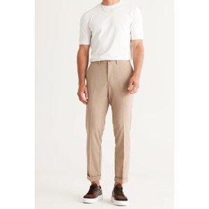 ALTINYILDIZ CLASSICS Men's Beige Slim Fit Slim Fit Elastic Waist Flexible Classic Fabric Trousers