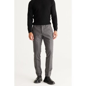 ALTINYILDIZ CLASSICS Men's Gray Slim Fit Slim Fit Side Pockets Elastic Waist Classic Fabric Trousers