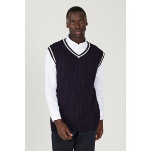 AC&Co / Altınyıldız Classics Men's Navy Blue Standard Fit Regular Fit V Neck Knitwear Sweater