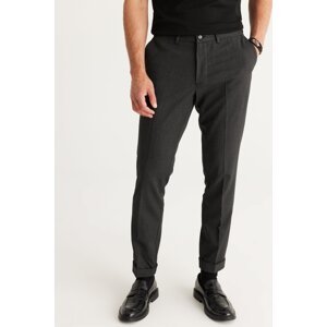 ALTINYILDIZ CLASSICS Men's Gray Slim Fit Slim Fit Elastic Waist Flexible Classic Fabric Trousers
