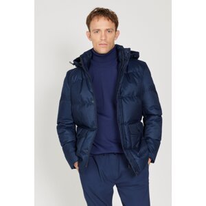ALTINYILDIZ CLASSICS Men's Navy Blue Standard Fit Normal Cut Hooded Coat