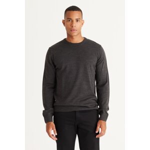 AC&Co / Altınyıldız Classics Men's Anthracite-Melange Standard Fit Regular Fit Crew Neck Patterned Knitwear Sweater