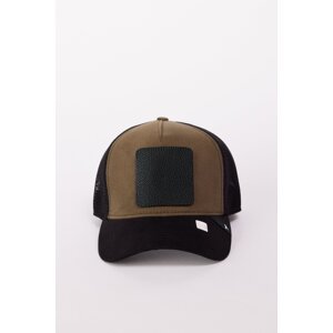 AC&Co / Altınyıldız Classics Men's Black-Beige 100% Cotton Color Block Hat with Changeable Stickers
