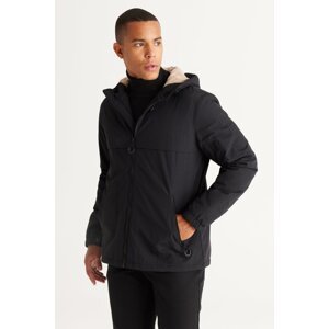 AC&Co / Altınyıldız Classics Men's Black Standard Fit Normal Fit Hooded Side Pockets Coat