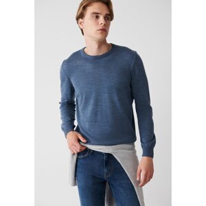 Avva Men's Indigo Knitwear Sweater Crew Neck Anti-Pilling Standard Fit Regular Cut