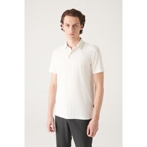 Avva Men's White Textured Polo T-shirt