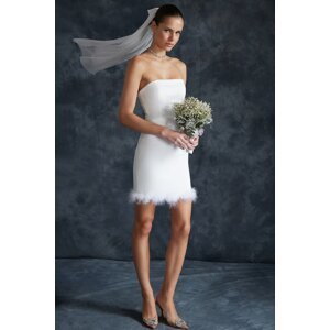 Trendyol White Body-Sitting Woven Wedding/Nikah Elegant Evening Dress