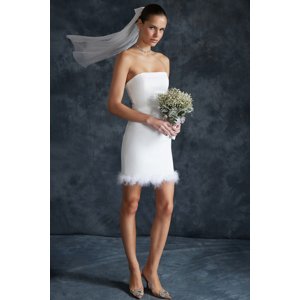 Trendyol Bridal White Fitted Woven O-Neck Wedding/Wedding Elegant Evening Dress