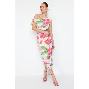 Trendyol Limited Edition Multicolor Floral Printed Knitted Maxi Stretch Pencil Dress