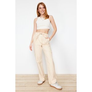 Trendyol Beige Cotton Cargo Woven Trousers