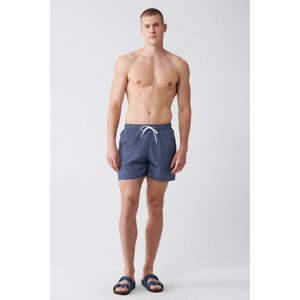 Avva Men's Navy - Blue Quick Dry Printed Standard Size Swimwear Marine Shorts