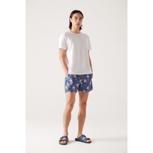 Avva Men's Dark Blue Printed Swim Shorts