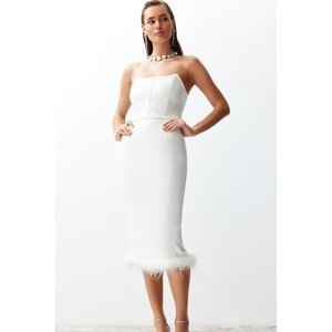 Trendyol White Lined Corset Detailed Openwork Wedding/Nikah Elegant Evening Dress