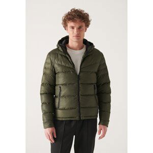 Avva Men's Khaki Puffer Jacket Water Repellent Windproof Quilted Hooded Comfort Fit