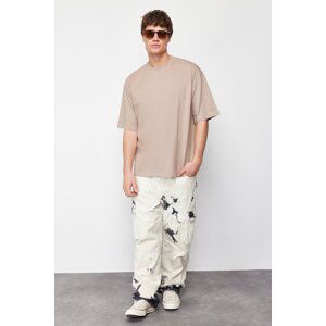 Trendyol Mink Oversize/Wide-Fit Basic 100% Cotton T-Shirt