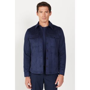 ALTINYILDIZ CLASSICS Men's Navy Blue Standard Fit Normal Fit Winter Shirt Jacket