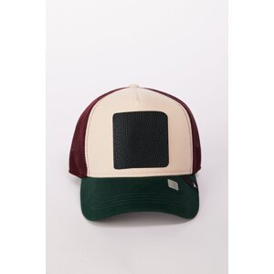 AC&Co / Altınyıldız Classics Men's Green-Claret Red 100% Cotton Color Block Hat with Changeable Stickers