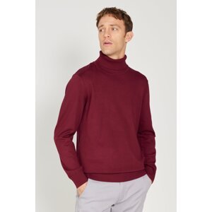 ALTINYILDIZ CLASSICS Men's Burgundy Standard Fit Regular Fit Full Turtleneck Knitwear Sweater