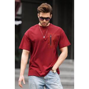 Madmext Burgundy Pocket Detailed Men's T-Shirt 6183