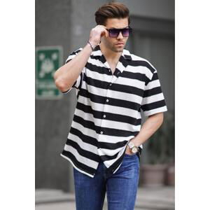 Madmext Men's Black Striped Short Sleeve Shirt 6730